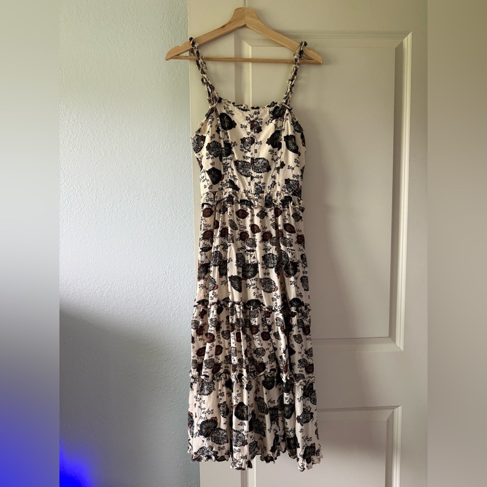 Ulla Johnson Adyna Cream Floral Tiered Midi Dress - Picture 6 of 10